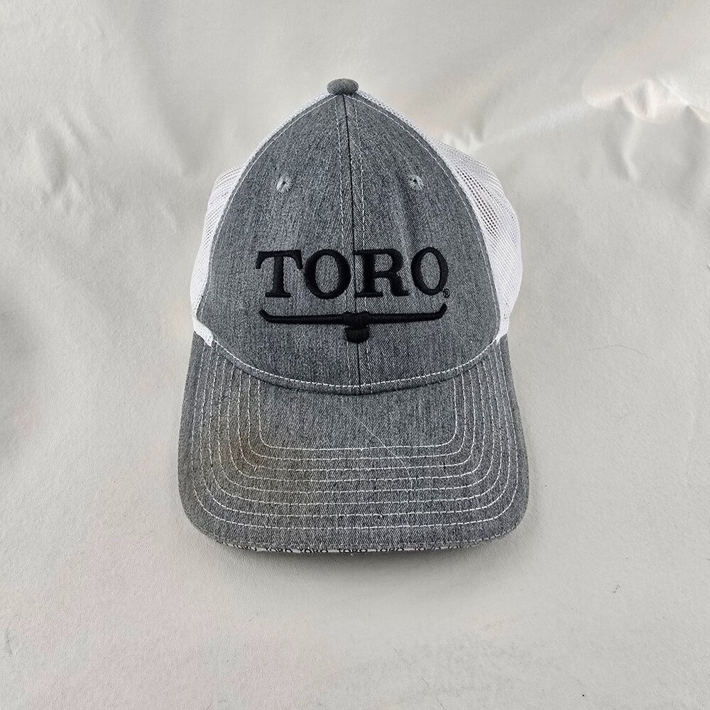 TORO Hat Mens Adjustable Snapback Gray White Trucker Mesh Back Mowers Outdoors